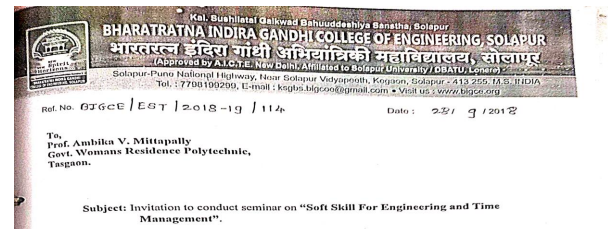 Seminar on “Soft skill for Engineering and Time Management”
